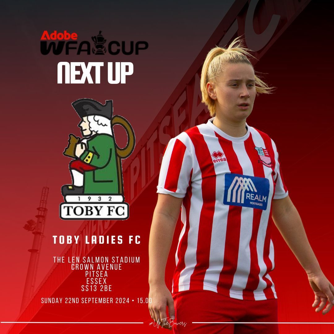 2️⃣4️⃣ Hours until we start our FA Cup Campaign!

We begin our FA Womens Cup campaign tomorrow afternoon! Come down to support the reds!

🆚 <a href="/tobyfc_/">Toby Football Club</a>
🕒 15.00
📍 The Len Salmon Stadium
💷 £5 Adults, £3 Concessions, £1 Under 18
📸 @Nashyphoto_

#UpTheBowers | #RoadToWembley