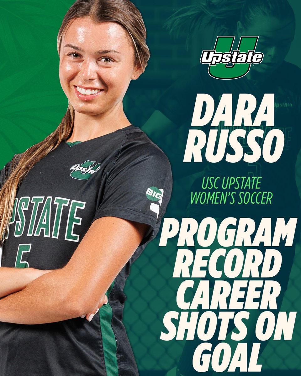 Dara Russo continues to rewrite USC Upstate Woman's Soccer history as she now holds the career record for shots on goal with 80 shots on target, surpassing Abbie Ellis' record of 77 set 2016-2019.

#SpartanArmy ⚔️
