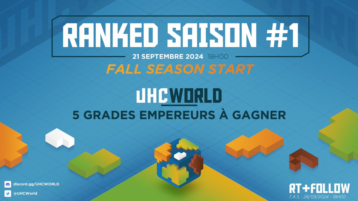 UHC World (@uhcworld) on Twitter photo Coup d'envoi de la première saison ranked officielle d'UHC World : Saison d'automne 🍃
Classez-vous parmi les meilleurs jusqu'au 21 décembre !
Profitez également d'un nouveau BattlePass exclusif et tentez d'ores et déjà de remporter 5 grades Empereurs ! RT + Follow <a href="/UHCWorld/">UHC World V2</a> ! Coup d'envoi de la première saison ranked officielle d'UHC World : Saison d'automne 🍃
Classez-vous parmi les meilleurs jusqu'au 21 décembre !
Profitez également d'un nouveau BattlePass exclusif et tentez d'ores et déjà de remporter 5 grades Empereurs ! RT + Follow <a href="/UHCWorld/">UHC World V2</a> !