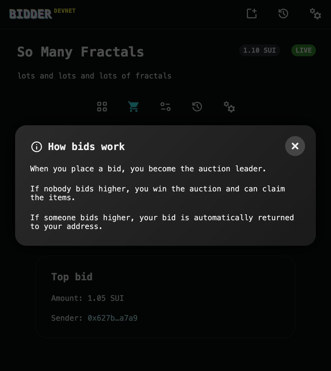 adding some usability touches to the BIDDER app

almost ready...