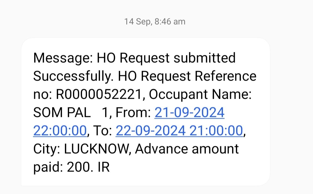 sompal55's tweet photo. @amofficialCRIS 
No intimation of booked ORH/ CRIS of Northern Railways Rest House; Charbagh Lucknow till now. Chk in time 10 PM- 21.09.24. Details attached . Any action taken will be appreciated https://t.co/S33cciWPhQ