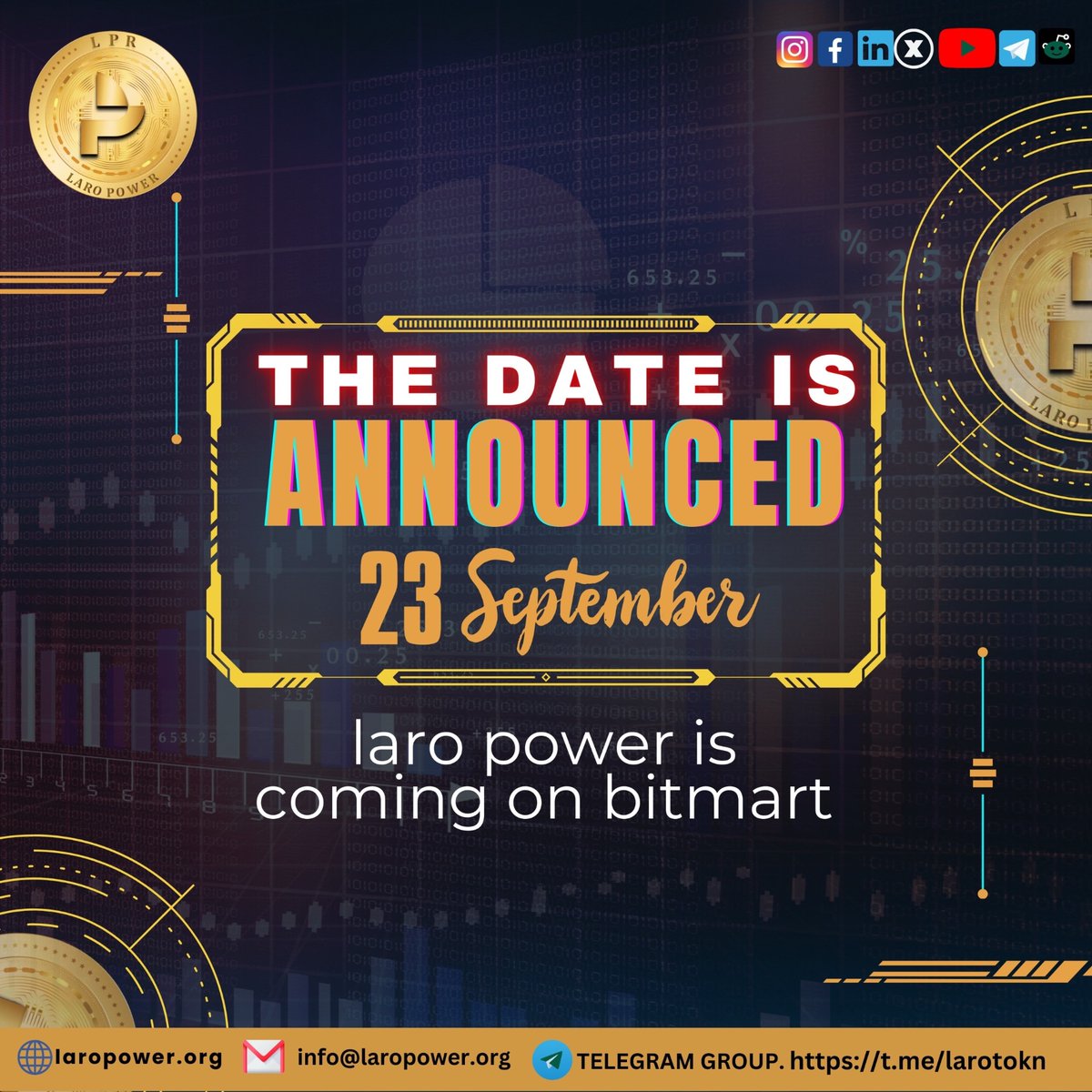 laroclassic's tweet photo. 🚀 LARO POWER Launching September 23 September 🚀we’re so excited to launch Laro Power Token a revolutionary cryptocurrency designed to empower you and renew the financial aspects . 🎉🎊
Website:- https://t.co/EDA6IEHC13 
#cryptocurrency https://t.co/fj3tH0Bxnk