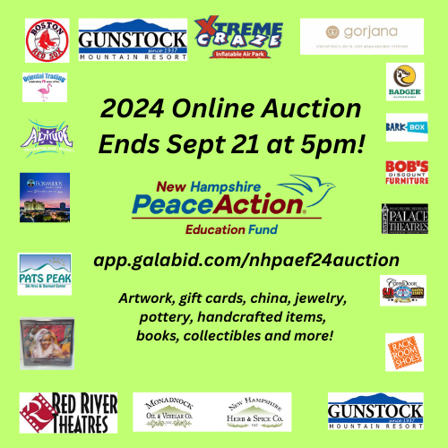 NHPeaceAction's tweet photo. The online auction ends at 5 today.  Just a few hours left to score some great gifts for the holidays! https://t.co/zK5vK7944k https://t.co/xSuEvFJUOh