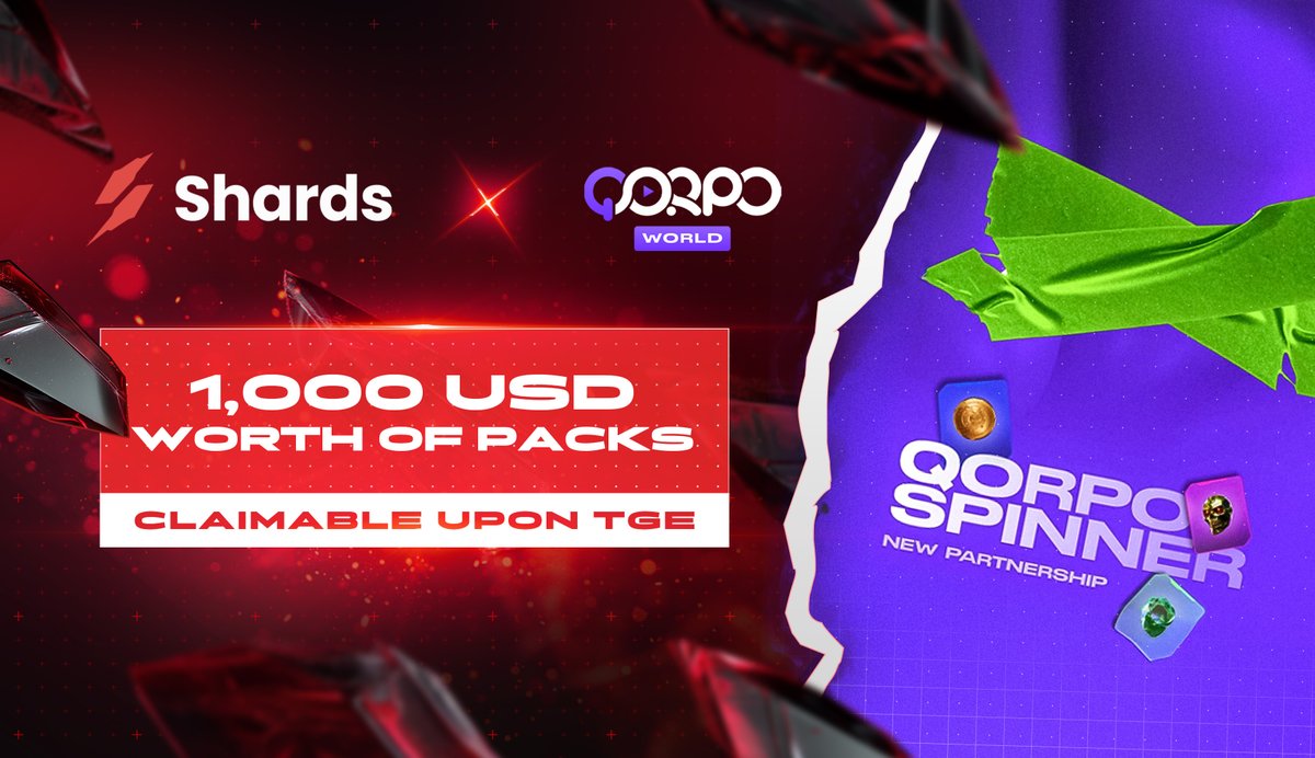 Shards has arrived in QORPO's Spinner ⚡
️
Get a chance to win a share of $1,000 worth of $SHARDS token!

<a href="/QORPOworld/">QORPO WORLD</a>'s gaming platform boasts top-tier games such as Citizen Conflict and AneeMate.

Learn more ⬇️
