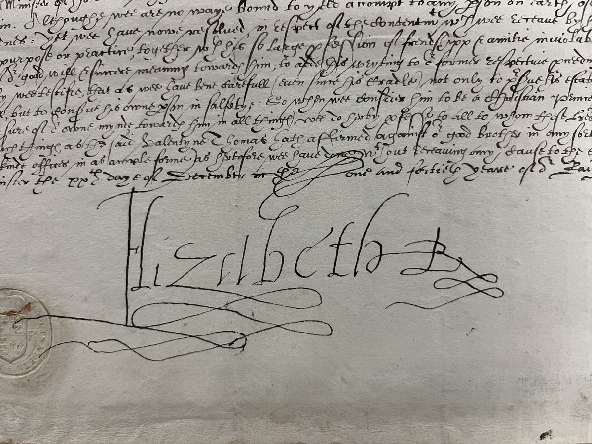 So I’m in <a href="/UkNatArchives/">The National Archives</a> leafing through state papers, when this appears 🤩🤩🤩#ElizabethI