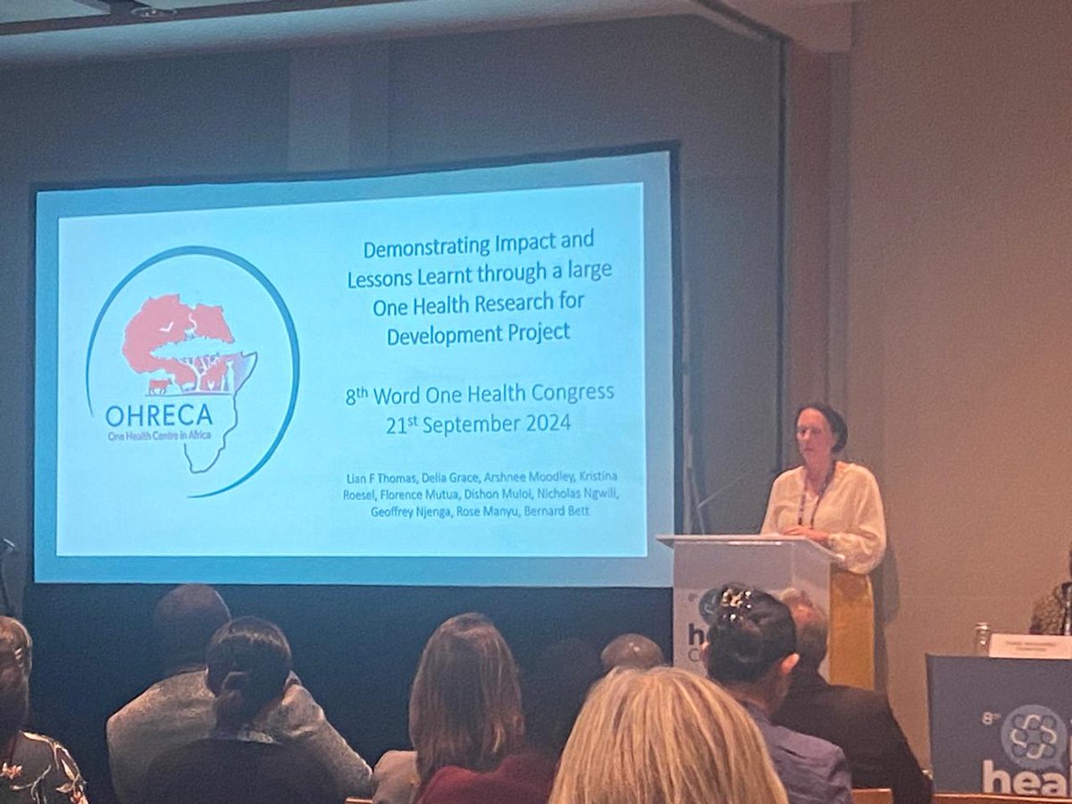 Lian Thomas speaking on #OHRECA's impact and lessons learnt at #WOHC2024 in #CapeTown. Want to know more about #OHRECA? visit us at the <a href="/ILRI/">ILRI.org</a> booth. We are waiting for you.