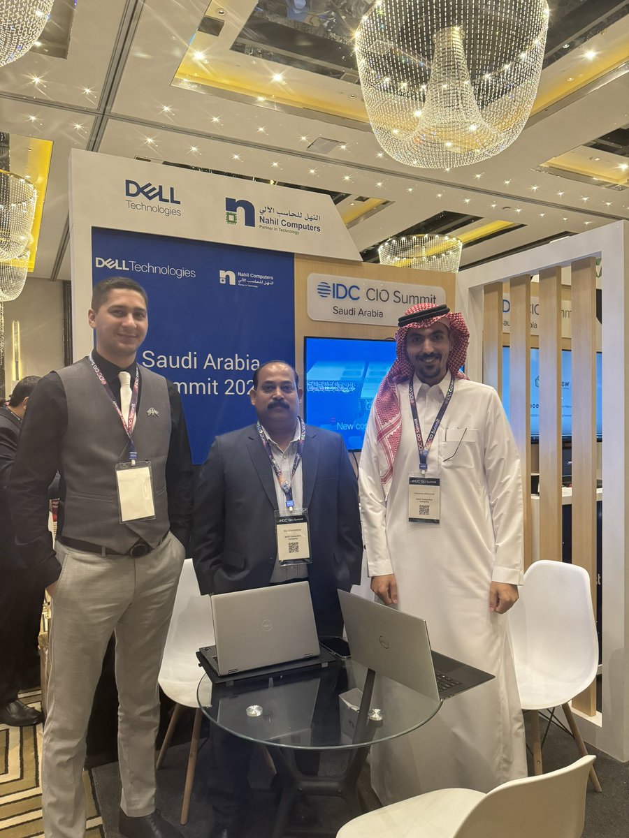 nahil_computers's tweet photo. We are pleased to participate and sponsor the @IDC Saudi Arabia CIO Summit in #Riyadh, 
in partnership with @DellTechMEA During the conference, we showcased the latest technologies from Nahil Computers and @DellTechMEA to our customers and exhibition visitors.
#Idcsummit https://t.co/Ngtdjg80Du