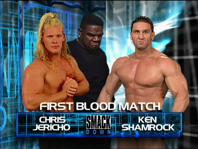 wrestle_hist's tweet photo. 9/21/1999
Chris Jericho defeated Ken Shamrock (in his final WWF match) in a First Blood Match on SmackDown from the Reunion Arena in Dallas, Texas.
#WWF #WWE #SmackDown #ChrisJericho #Y2J #LionHeart #KenShamrock #TheWorldsMostDangerousMan #MrHughes #FirstBloodMatch https://t.co/JZ4XqVJp0S