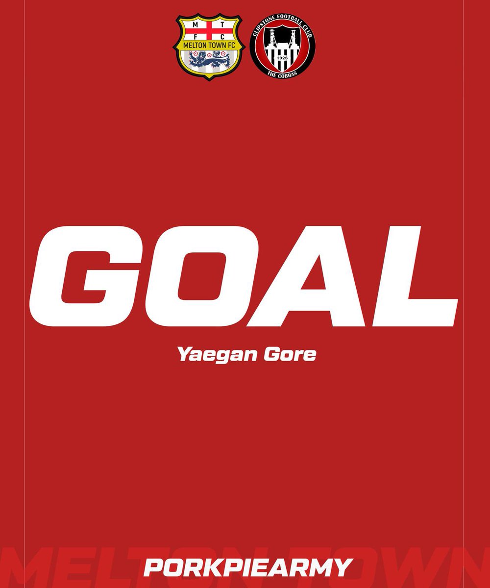 Goal Melton Town!

⏰ 42’ Syme with a pinpoint cross finding the head of Yaegan Gore.

🔴1-0⚪️

#PorkPieArmy  #FAVase