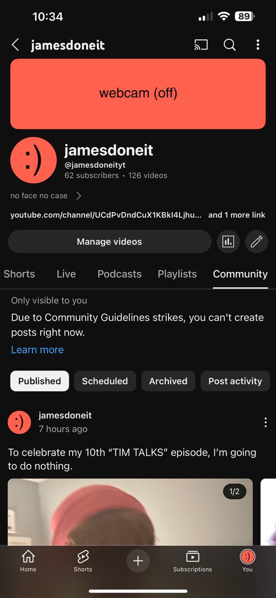 jamesdoneit's tweet photo. @TeamYouTube umm, I did nothing what happened 🤔 https://t.co/2AK3e4pRrf