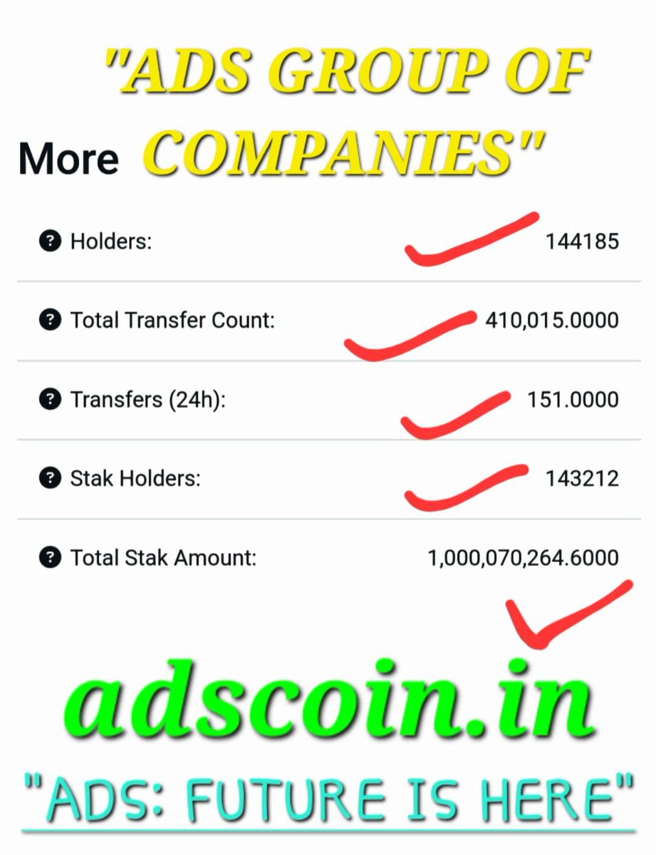 komalKa53383490's tweet photo. "ADS GROUP OF COMPANIES"
Taking the FINANCE into a FUTURISTIC REVOLUTION.
ADSCOIN The PRIDE OF INDIA 🇮🇳 .
https://t.co/Mtfv1U6KK4…

@therahulads @UshaSharma50165 @komalKa53383490 @sharon202363451 @ErSharma2023 @BrijSha60236421 @Madhusu69365072 @Mkulaste62484 @nkekwari4619 https://t.co/DN16SXZZaO