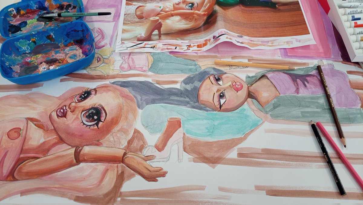 Kokos_antics's tweet photo. Drew my dolls for an art project last November and I forgot to post about it. Looking back, I do wish I could touch a few things up :P https://t.co/V7BVOV15yZ
