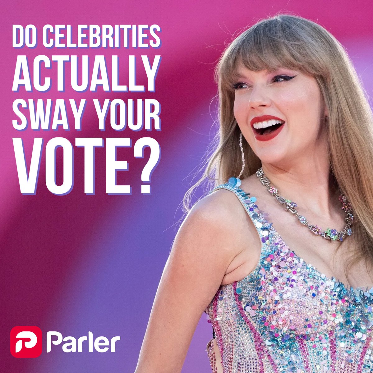 parler_social's tweet photo. Do celebrity endorsements actually sway votes, or are they just noise? 🗳️✨ It’s easy to get caught up in the hype, but when it comes to your vote, are their opinions really influencing you? #VoteForYourself #Election2024 #ThinkIndependently https://t.co/xrFxqz4f1i