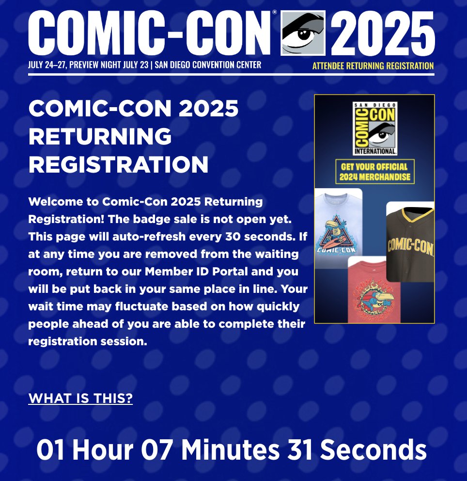SD_Comic_Con's tweet photo. Waiting room has opened early! #SDCC https://t.co/Q9Rb41NmvT