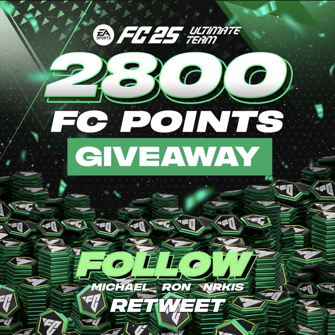 🚨Who wants 2800 Eafc 25 points for free!❓️
To have a chance at winning you must:

- Retweet this post♻️
- Follow <a href="/NrkisF/">Nrkis EAFC Trader</a> <a href="/Fut_Ron7/">Fut Ron</a> <a href="/Michael_FutMCL/">Michael - FUT Trader</a> 

Simple as that🍀
Winner in 3 days⏳️
(✅️BONUS ENTRY: Retweet the pinned tweet on my profile👀)
#EAFC #EAFC25 #Giveaway