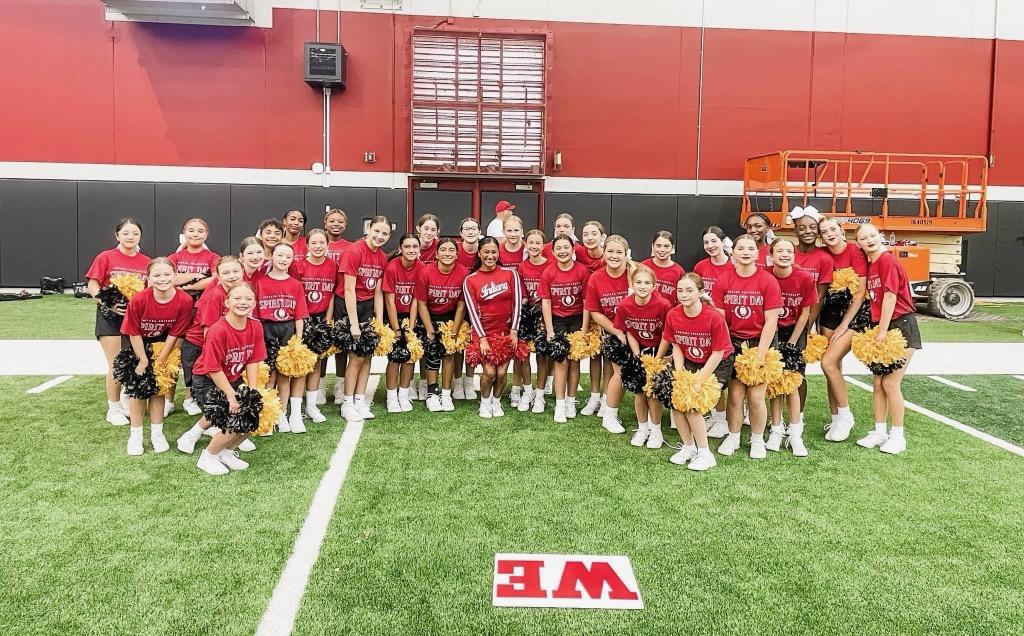 Cheerleaders from South, North and AYS all enjoying their day in Bloomington!!

Thank you to our own Coach Dunbar, and the other coaches, for volunteering their time to make sure the girls get to experience college level athletics!