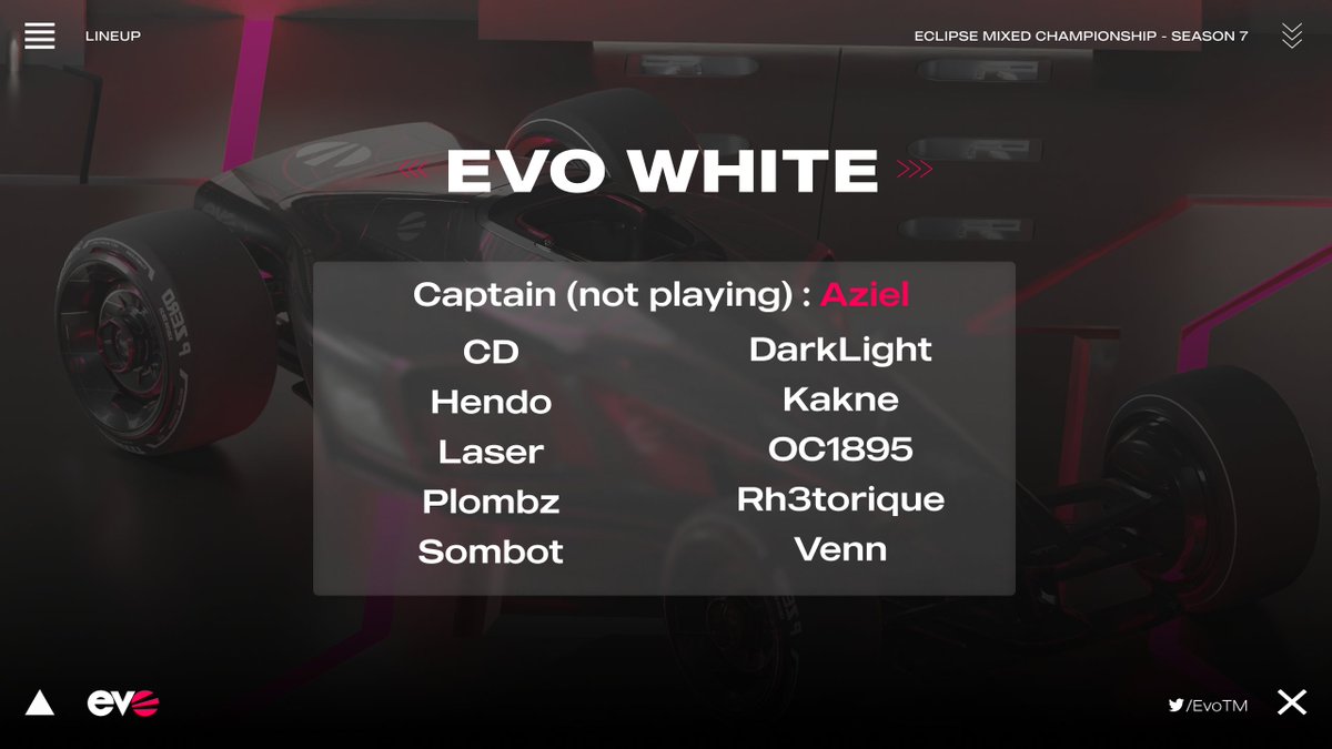 Evo Esports (@evotm) on Twitter photo For the last season of the <a href="/EclipseEsportFr/">Eclipse Esport</a> Mixed Championship, we've gathered the best of the best!
Take a look at the Black & White lineups right below ⬇️ For the last season of the <a href="/EclipseEsportFr/">Eclipse Esport</a> Mixed Championship, we've gathered the best of the best!
Take a look at the Black & White lineups right below ⬇️