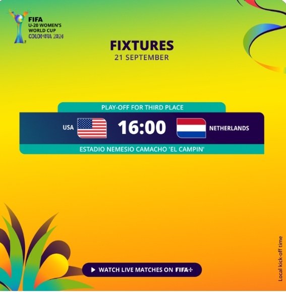 🗓 Hoy se define el tercer puesto en El Campín. #U20WWC