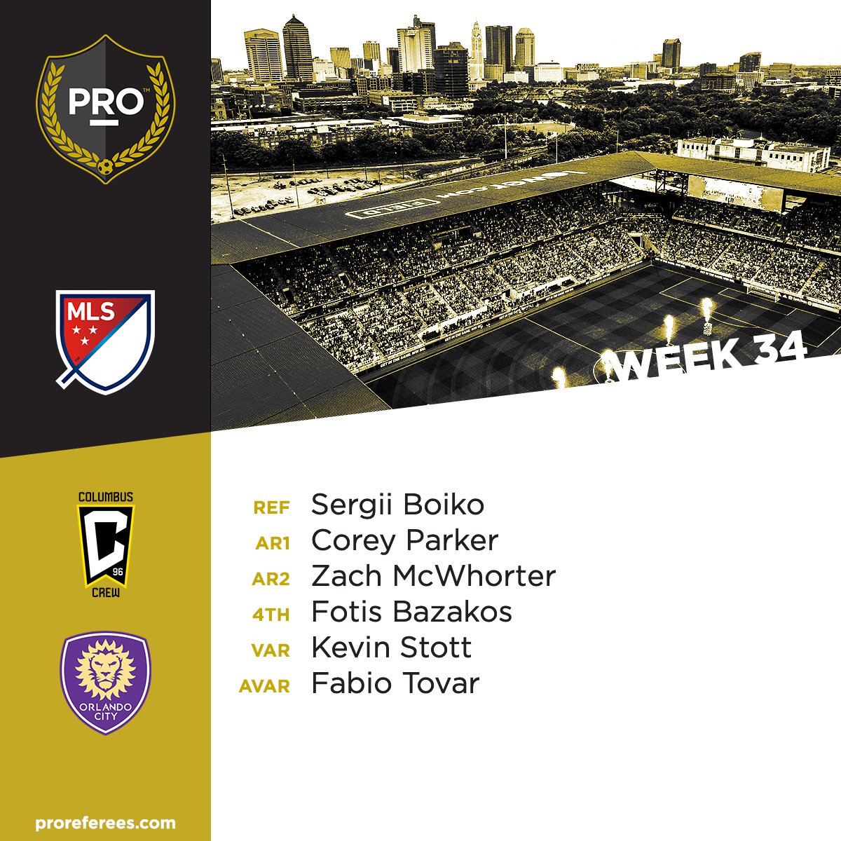 PROreferees's tweet photo. β½// @ColumbusCrew vs @OrlandoCitySC (7:30PM ET)
#PRO | #MLS | #Crew96 | #OrlandoCity https://t.co/jzrm7crVcI
