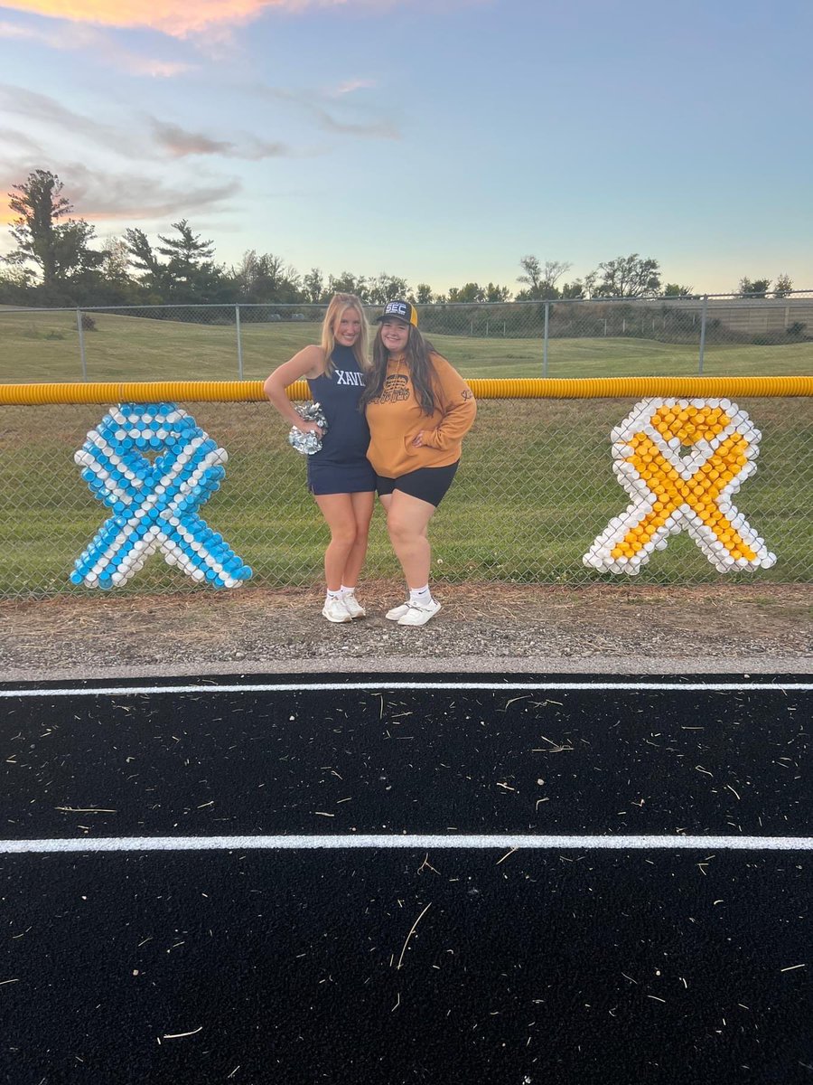 Doing our own version of “The Wave” last night for XHS sophomore Benny Jongquist who is currently battling cancer at UofI. Thank you to Xavier Nation AND <a href="/PellaDutchFB/">Pella Dutch Football</a> football fans for offering a wave to Benny and all children who are fighting similar battles!  🧡💙💚