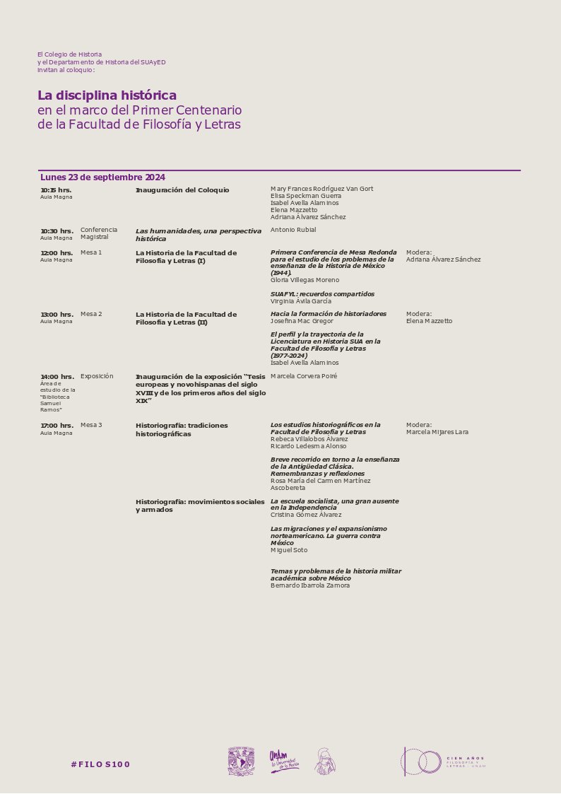 Asiste este lunes 23 de septiembre a la conferencia magistral del Dr. Antonio Rubial, profesor emérito de <a href="/filos_unam/">Filosofía y Letras UNAM</a>