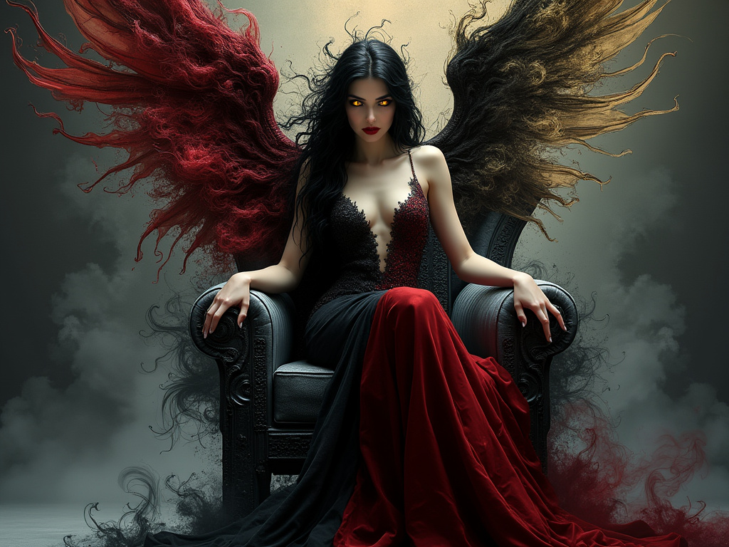 dainiusex7's tweet photo. QT your Dark Haired Woman art
"Queen of Shadows: Wings of Fate"
#DarkElegance #WingsOfDestiny #AIart #AIArtwork #AIイラスト https://t.co/sjBxUSqTCM