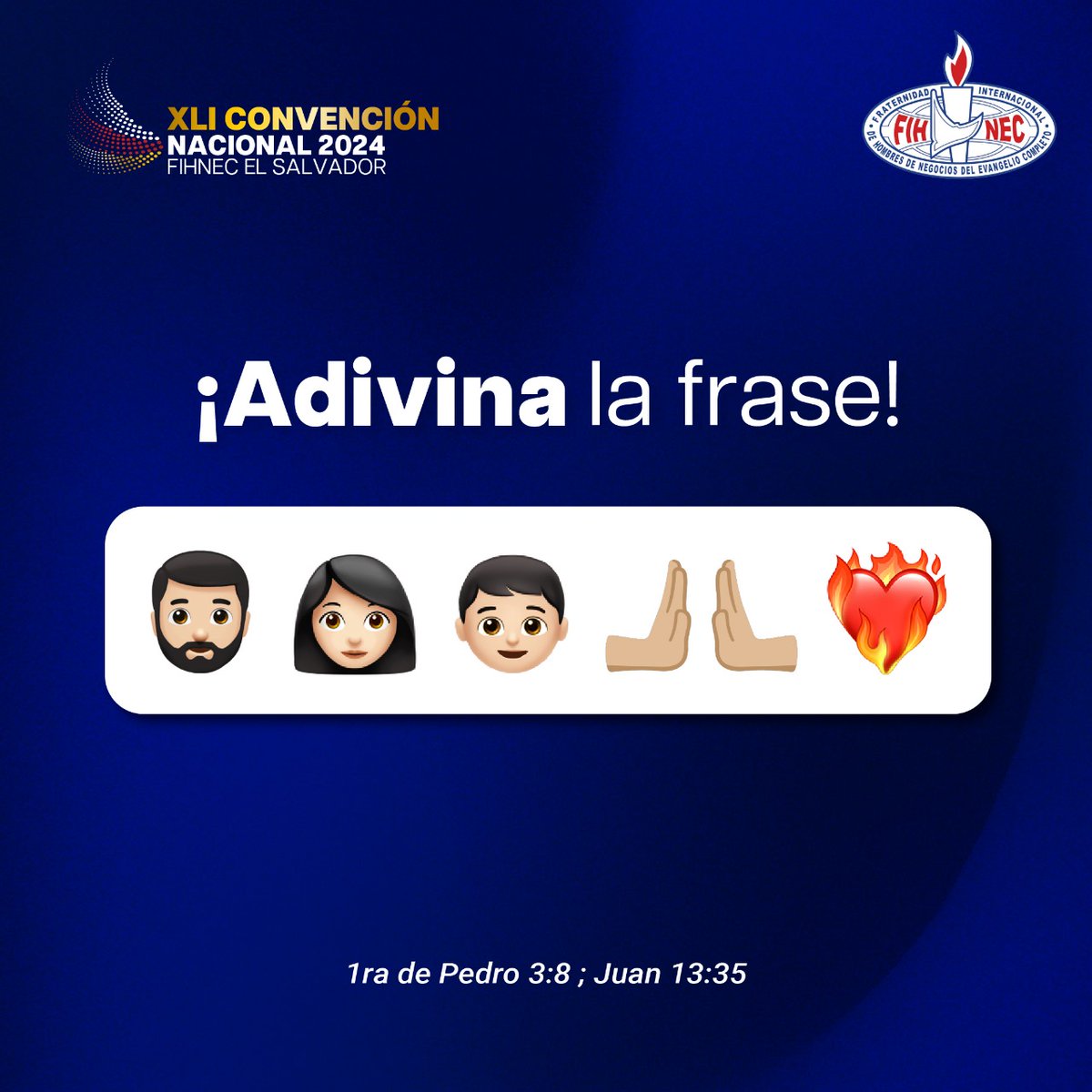 FIHNECsv's tweet photo. ¿Puedes adivinar la frase secreta? 👀👇

Y recuerda, ¡no te quedes sin tu entrada para la Convención Nacional! 🎟️✨

Compra la tuya a través de nuestro WhatsApp o visítanos directamente en la oficina FIHNEC. ¡Te esperamos!

#ConvenciónNacional https://t.co/35qdyeQ196