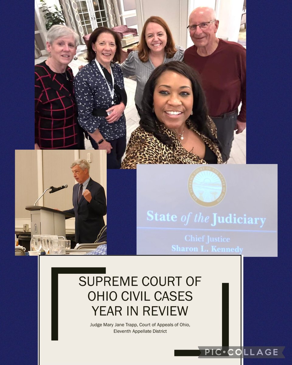 MaryJaneTrapp's tweet photo. A wonderful week of education &amp; association meetings with current &amp; retired justices &amp; judges from around the state  @OhioJudges Annual Meeting. I was honored to present a Supreme Court case update with Judge Mike Hall. Congrats to Judge Pat Carroll on his @ohiobar Moyer Award! https://t.co/hwxg6grbXQ
