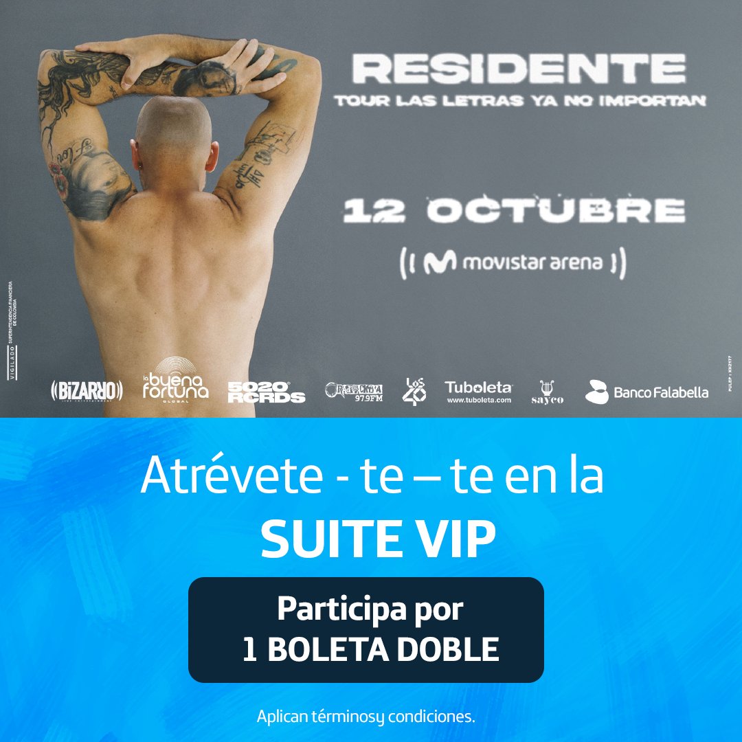 Rapero, activista, productor, te llevamos a verlo en el <a href="/MovistarArenaCo/">Movistar Arena Colombia</a>

Participa por una boleta doble Suite VIP, comentando las veces que quieras:

Me encanta el rap #MovistarArena

El comentario 1.5000 si cumple los términos, se la lleva: movis.co/aav22dn