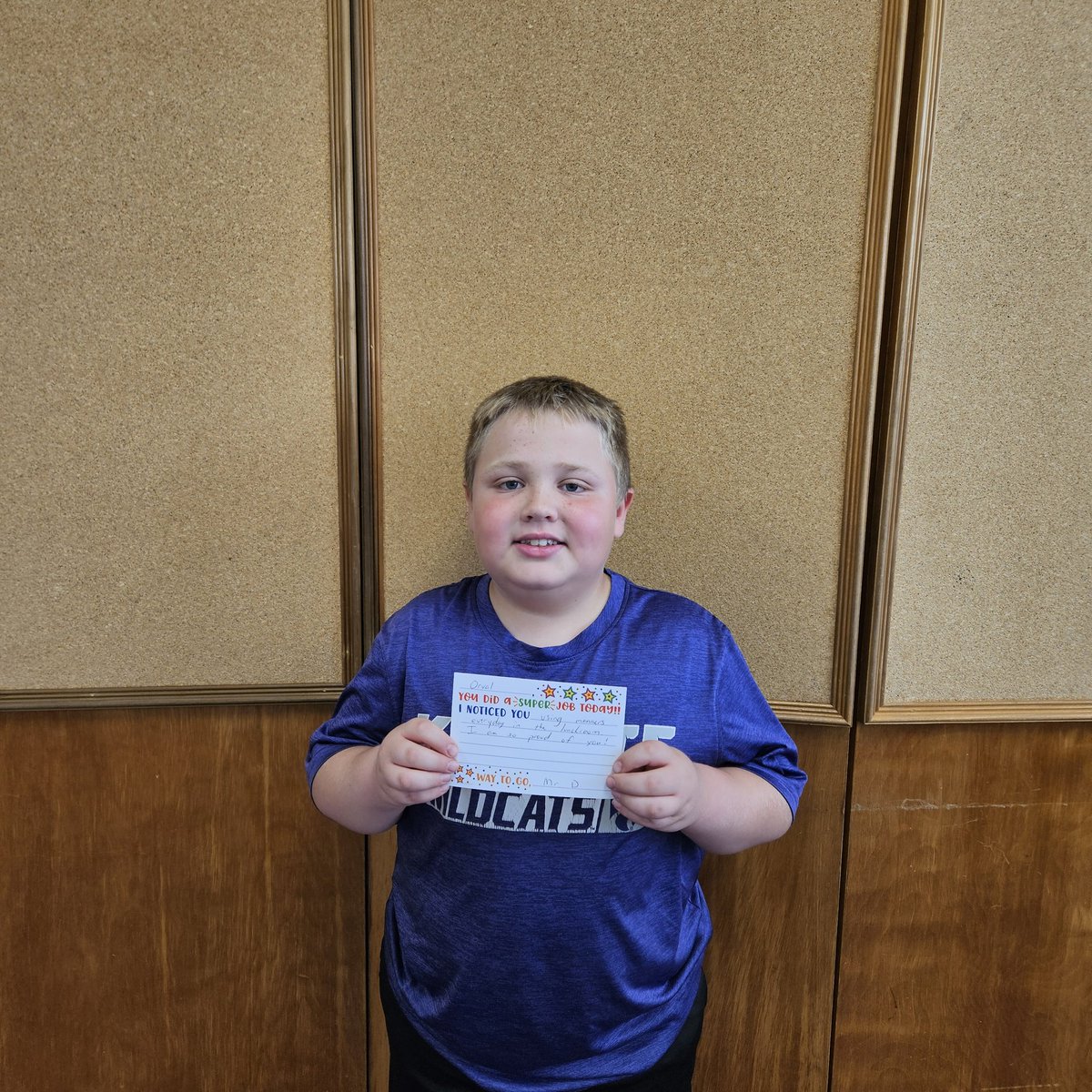 USD332Principal's tweet photo. My #GoodNewsCalloftheWeek is a young man whose manners have been noticed by multiple adults. It's amazing how effective a please and thank you are!! @ChamWildcats https://t.co/PF1bg5Kv65