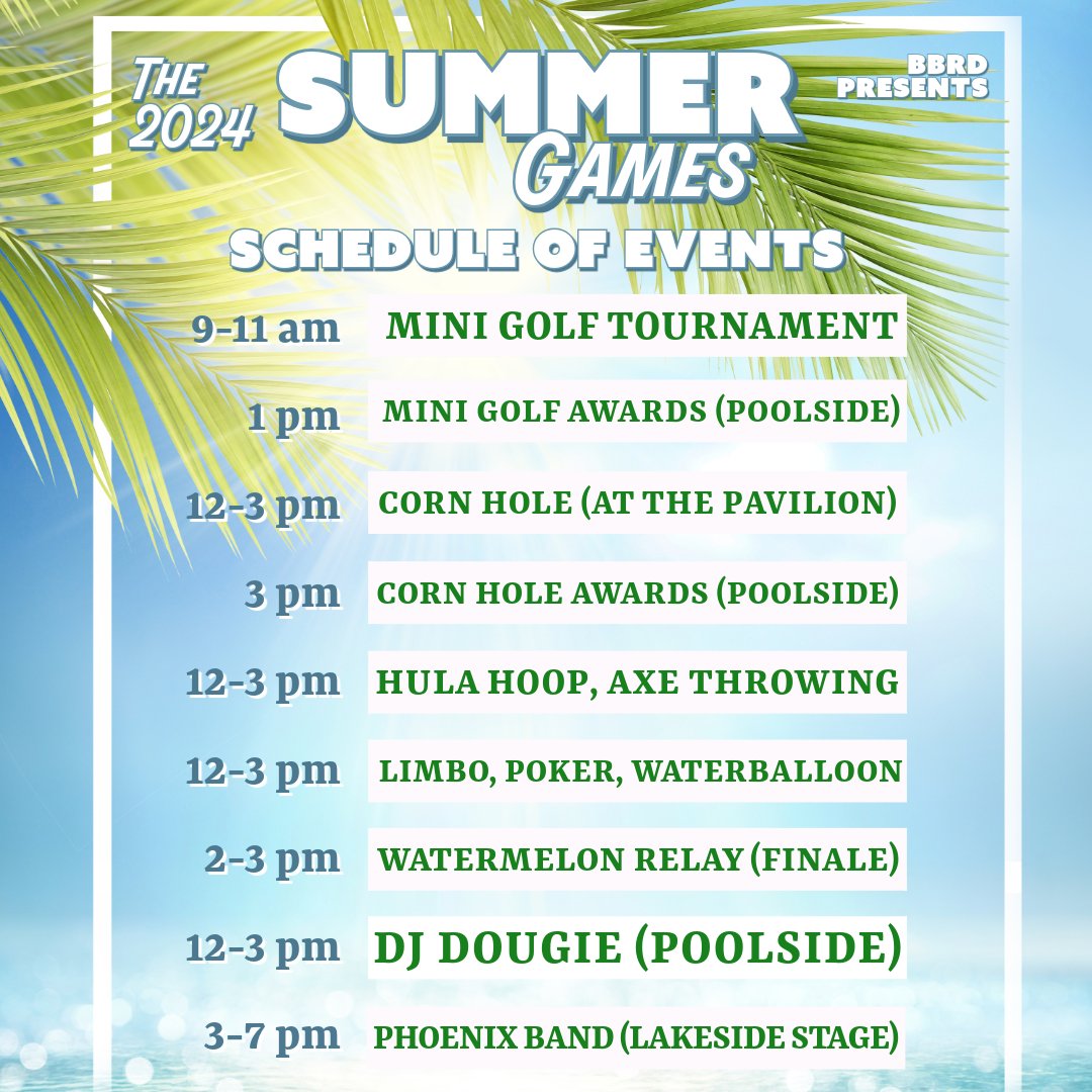 BarefootBayFB's tweet image. The 2024 Summer Games is TOMORROW at Pool 1!

Are you ready for a day filled with excitement and competition? Check out our schedule of events and join us for a MEGA Sunday Funday at Pool 1!

🏊‍♂️🥇🎉

#SummerGames #Pool1 #MEGAFunday