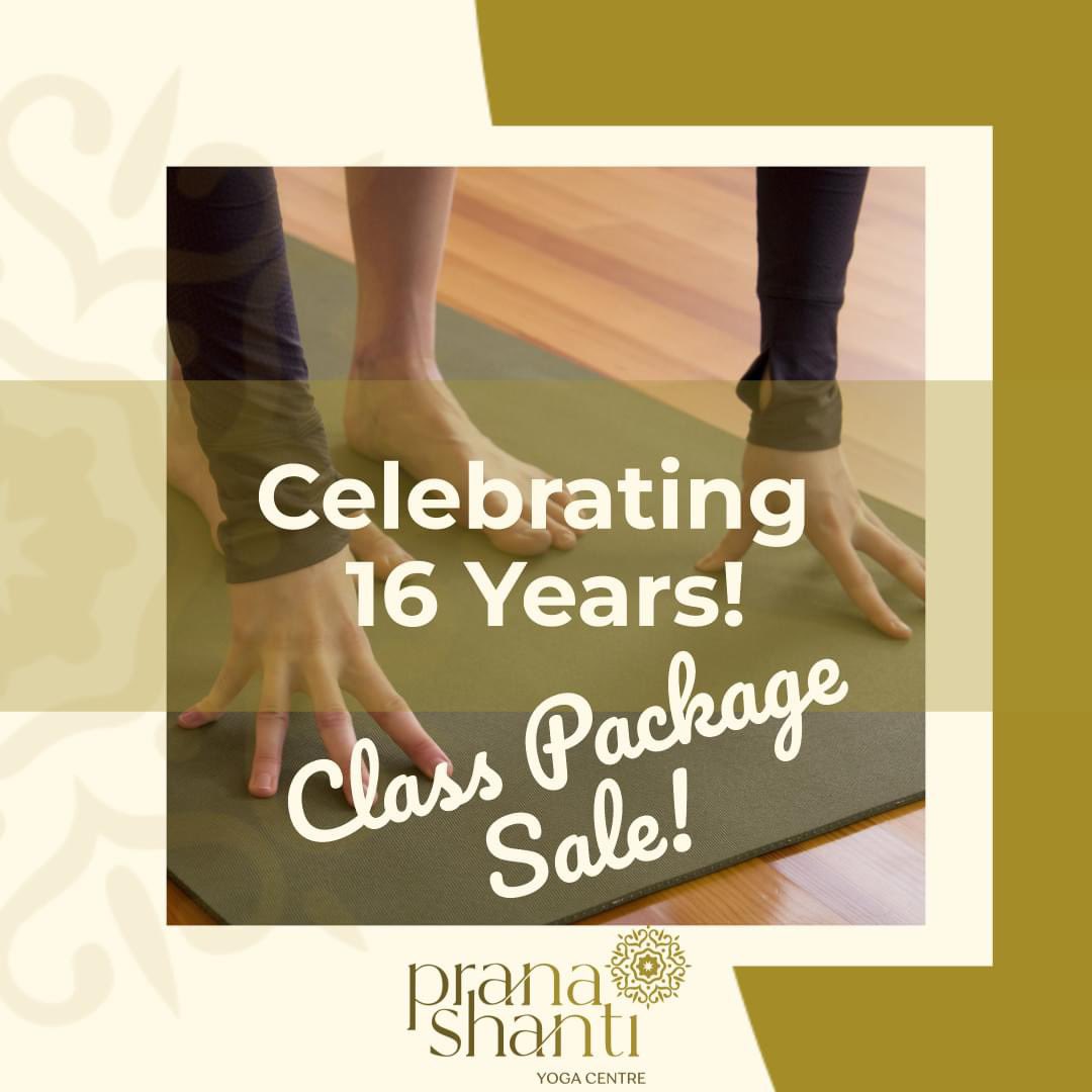 pranashanti's tweet photo. Celebrating 16 Years! 

16% OFF Class Packages (10-Class, 20-Class, &amp; Annual Unlimited!) CODE: Gratitude16 to shop online 

https://t.co/ixrNMgTt0o

Social Media Giveaway – Oct. 1-6

Sidewalk Sale – Oct. 5

#PranaShantiAnniversary #16YearsStrong https://t.co/m6eZBIG7TC