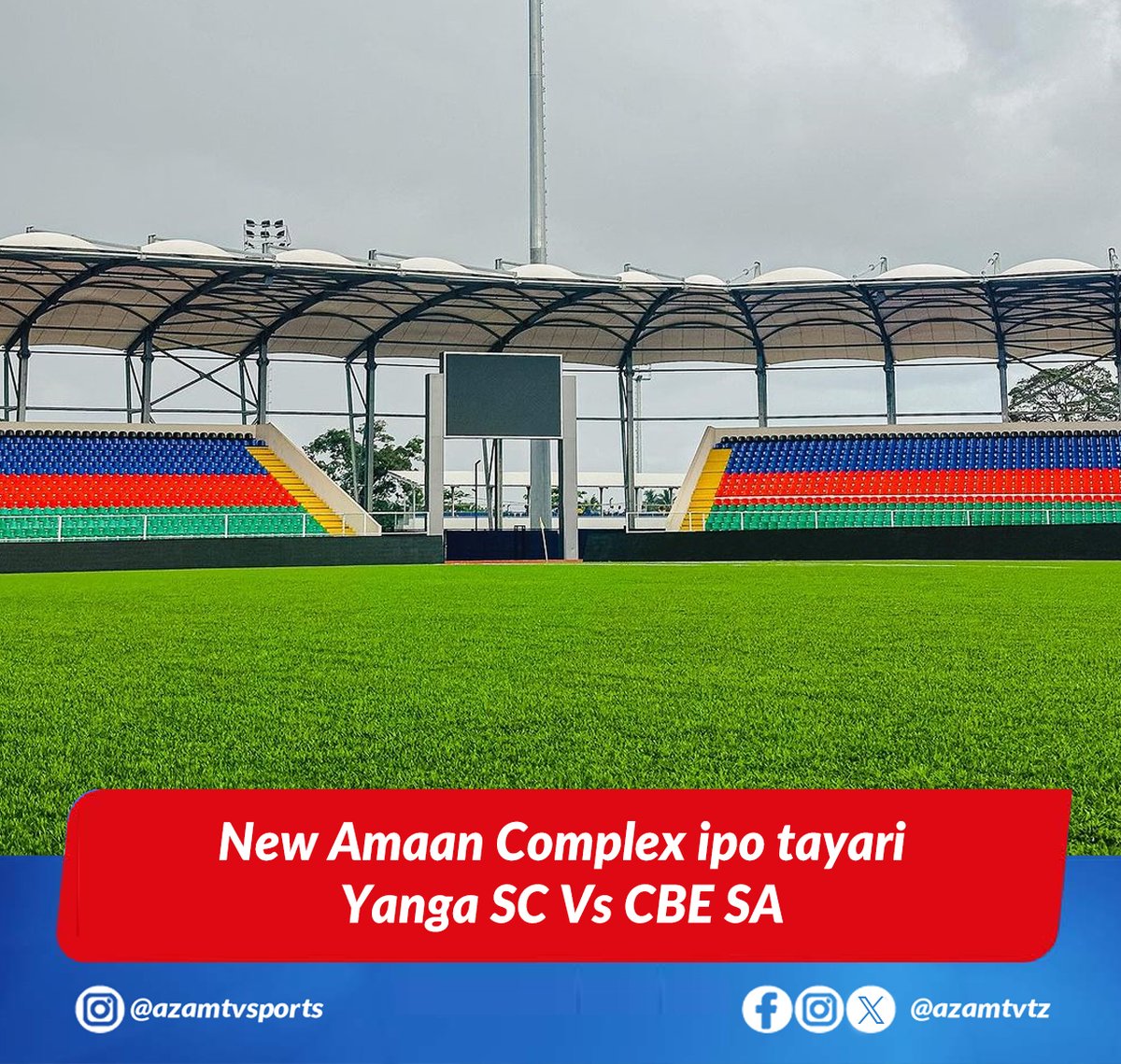 azamtvtz's tweet photo. Dimba la New Amaan Complex, lipo tayari kwa mtanange wa Ligi ya Mabingwa Afrika (CAFCL) kati ya wenyeji Yanga SC dhidi ya CBE SA leo Septemba 21.
Ni mchezo wa mkondo wa pili na utapigwa saa 2:30 usiku
Itakuwa LIVE #AzamSports1HD
(Imeandikwa na @allymuftiTZ)
#CACL #YangaSC #Yanga