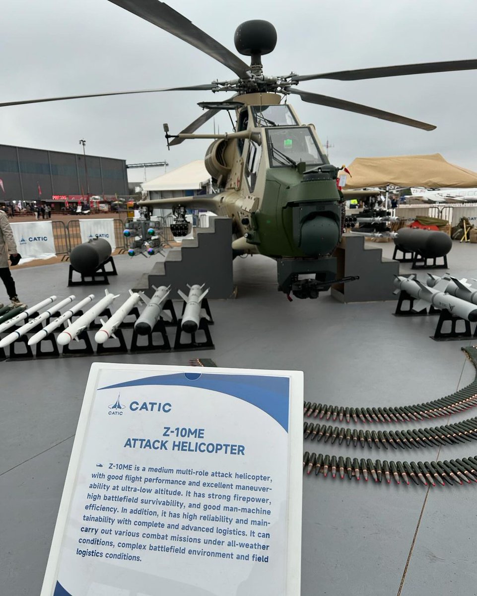 Defense_Talks's tweet image. China National Aero-Technology Import &amp;amp; Export Corporation (CATIC) showcased the Z-10ME Attack Helicopter at the Africa Aerospace &amp;amp; Defence (AAD) Expo 2024. 🇨🇳🇿🇦

@aadexpo #AAD2024