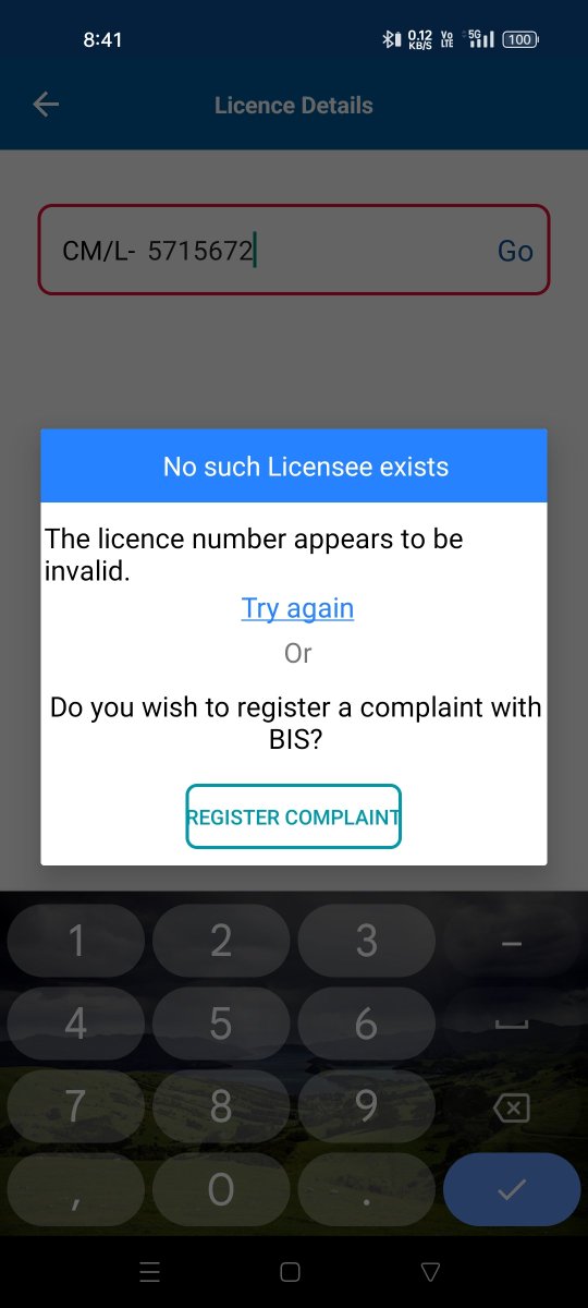 ritwik_mahanty's tweet photo. @IndianStandards  I buy a gold from a gold jewellers shop. In this original purchase bill there mentioned BIS license number is  CM/L- 5715672. I go to the bis care apps and check this but their is showing no such licence exist. So I wants to know that the Licence is valid or not https://t.co/nyFnZC32QC
