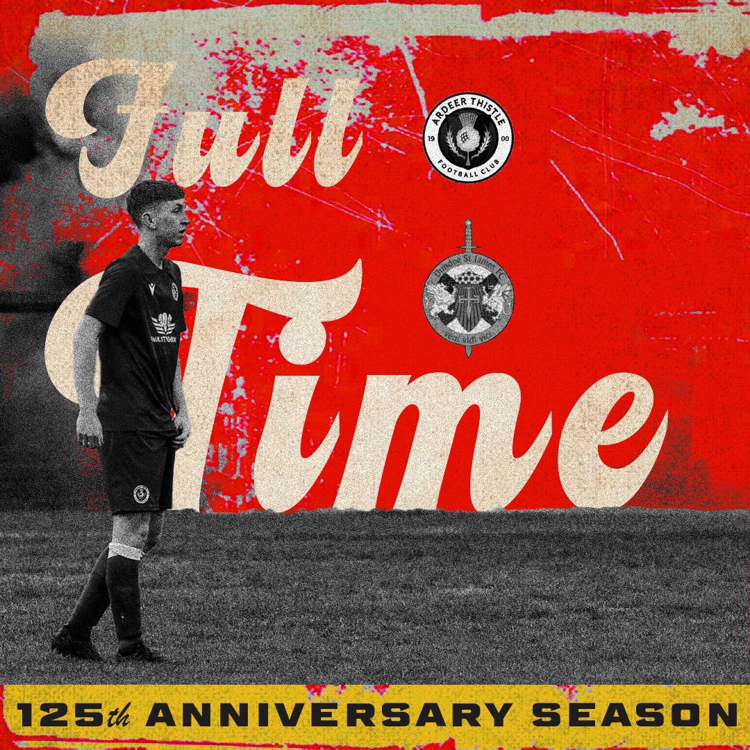 Full time: Ardeer Thistle 3-0 Dundee St James

Scorers:- <a href="/owen_densham/">Owen Densham</a>, <a href="/wardrope_/">marcwardrope</a> &amp; <a href="/Jackloudon72/">Jack Loudon</a> 

Thank you to all who turned up and spurred the lads on to victory

❤️🖤