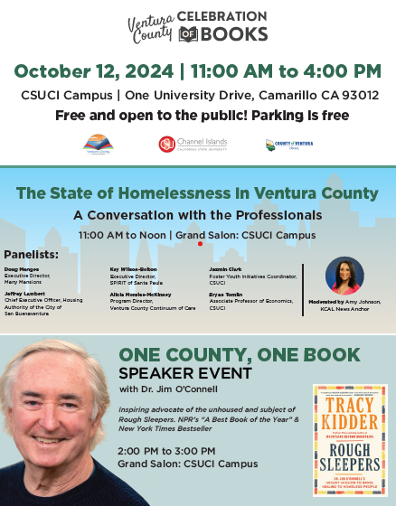 ✨Please join us Saturday October 12 for the Ventura County Celebration of Books.   The event will include a presentation on the State of Homelessness in Ventura County, a Conversation with the Professionals. 

You can find complete information here:  vclibraryfoundation.org/ventura-county…