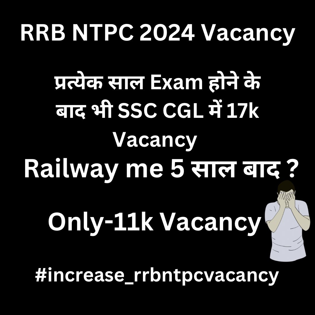gagann_nn's tweet photo. Kuch to dhyan do Rail Manti ji 😑 #increase_rrbntpcvacancy @AshwiniVaishnaw @RailMinIndia https://t.co/RURm011Owc