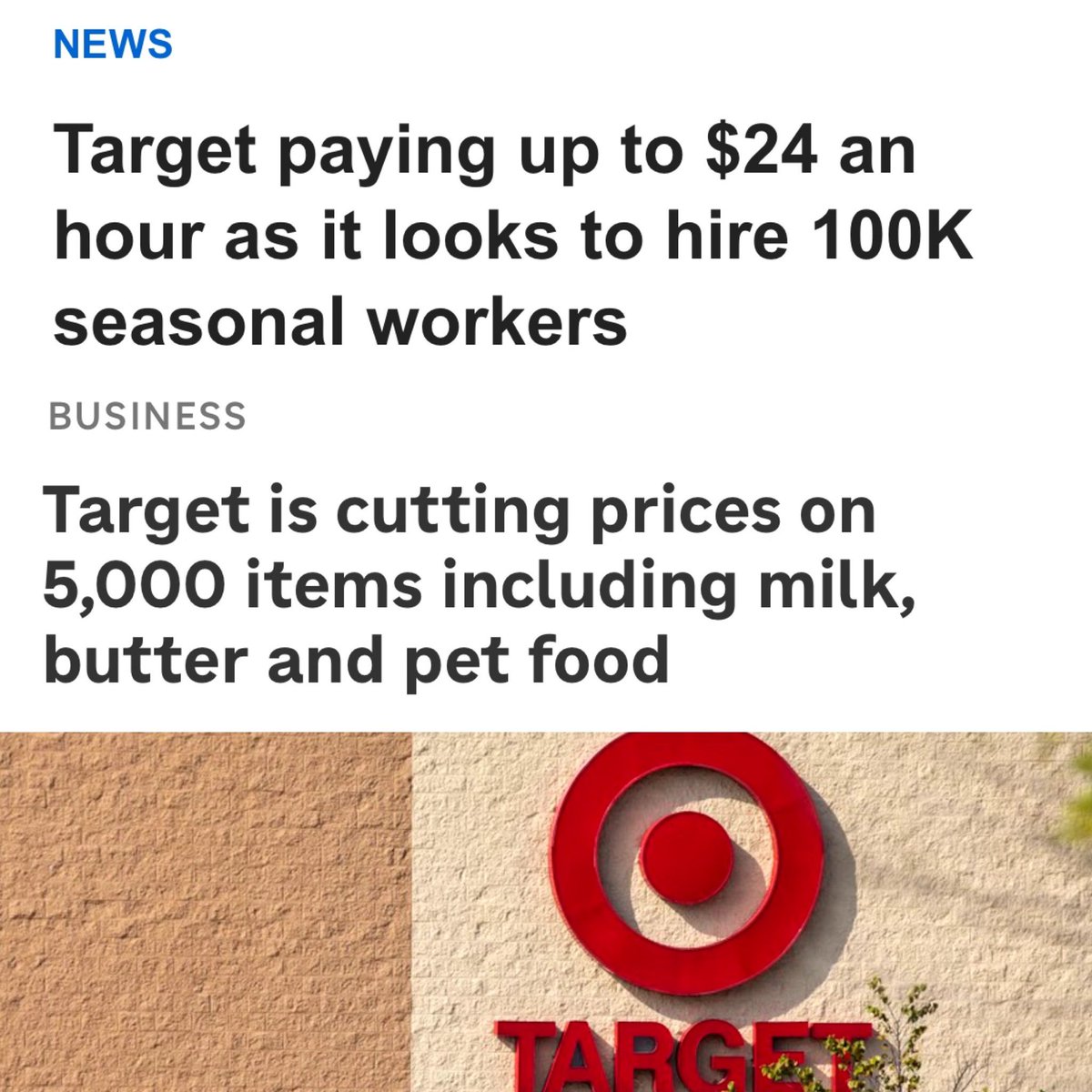 Target is raising starting wages and cutting prices while reporting $2.15 billion in profit for the first half of this year.

Apparently it wasn’t inflation, it was just price gouging customers and exploiting workers.