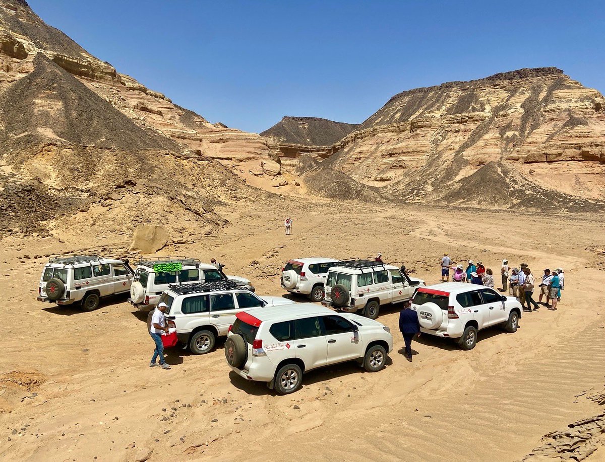 chrisnaunton's tweet photo. Just back from a fantastic week exploring sites in the Faiyum with an @AWTours group. Getting around involves quite a bit of driving in the desert - requiring 4x4s provided by old friends of AWT’s, Pan Arab Tours - with all the fun and stunning landscapes that involves…. https://t.co/Jez7OtkW8M