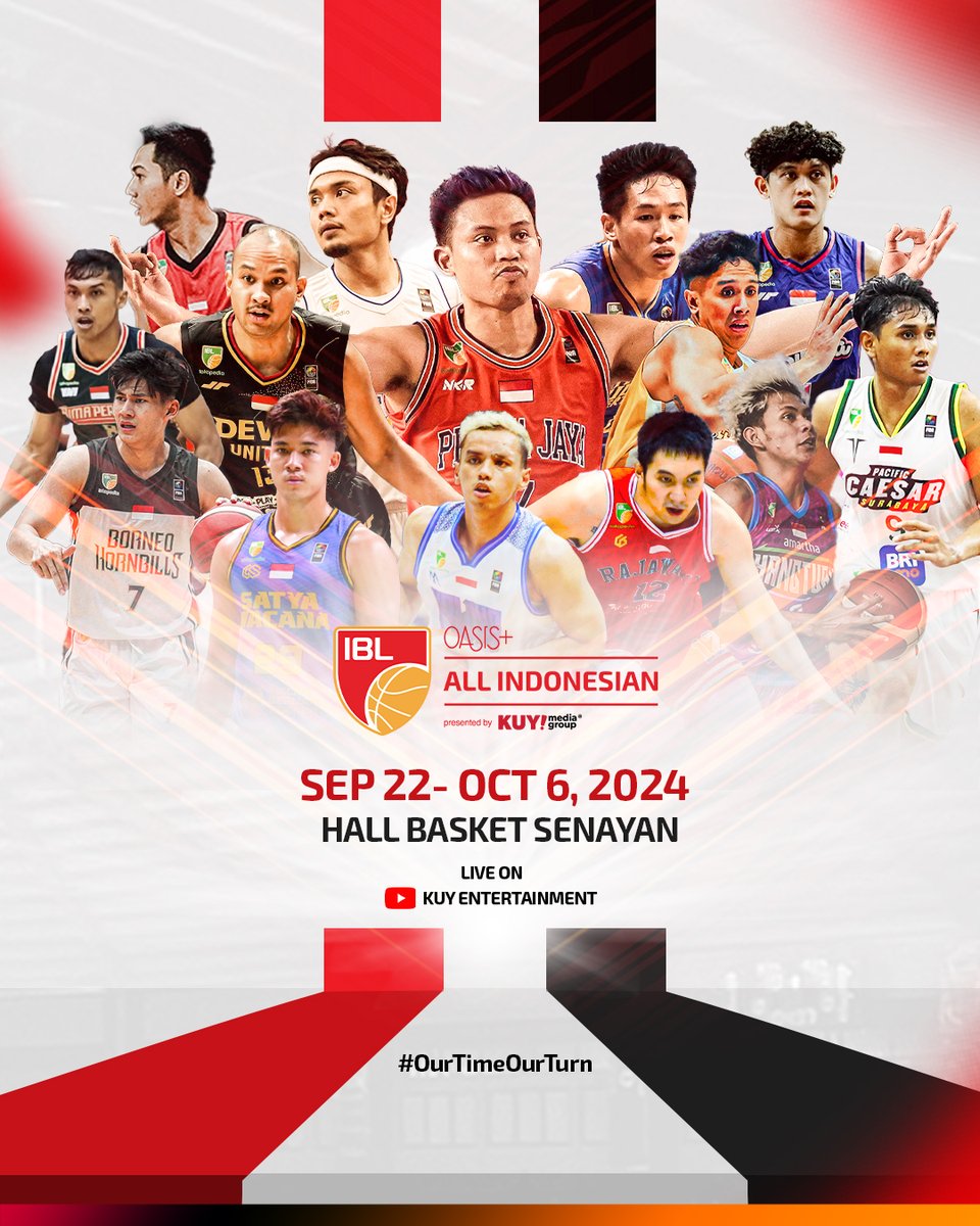 IBLindonesia's tweet photo. IBL OASIS+ ALL INDONESIAN 2024 presented by KUY! Media Group
This is #OurTimeOurTurn as local players rise to represent their team and compete for the Piala Menpora from Sep 22 to Oct 6 at Hall Basket Senayan!๐
๐บ Live on YouTube KUY Entertainment
๐๏ธ https://t.co/hHwtRvrbOI https://t.co/Z0goq482dX
