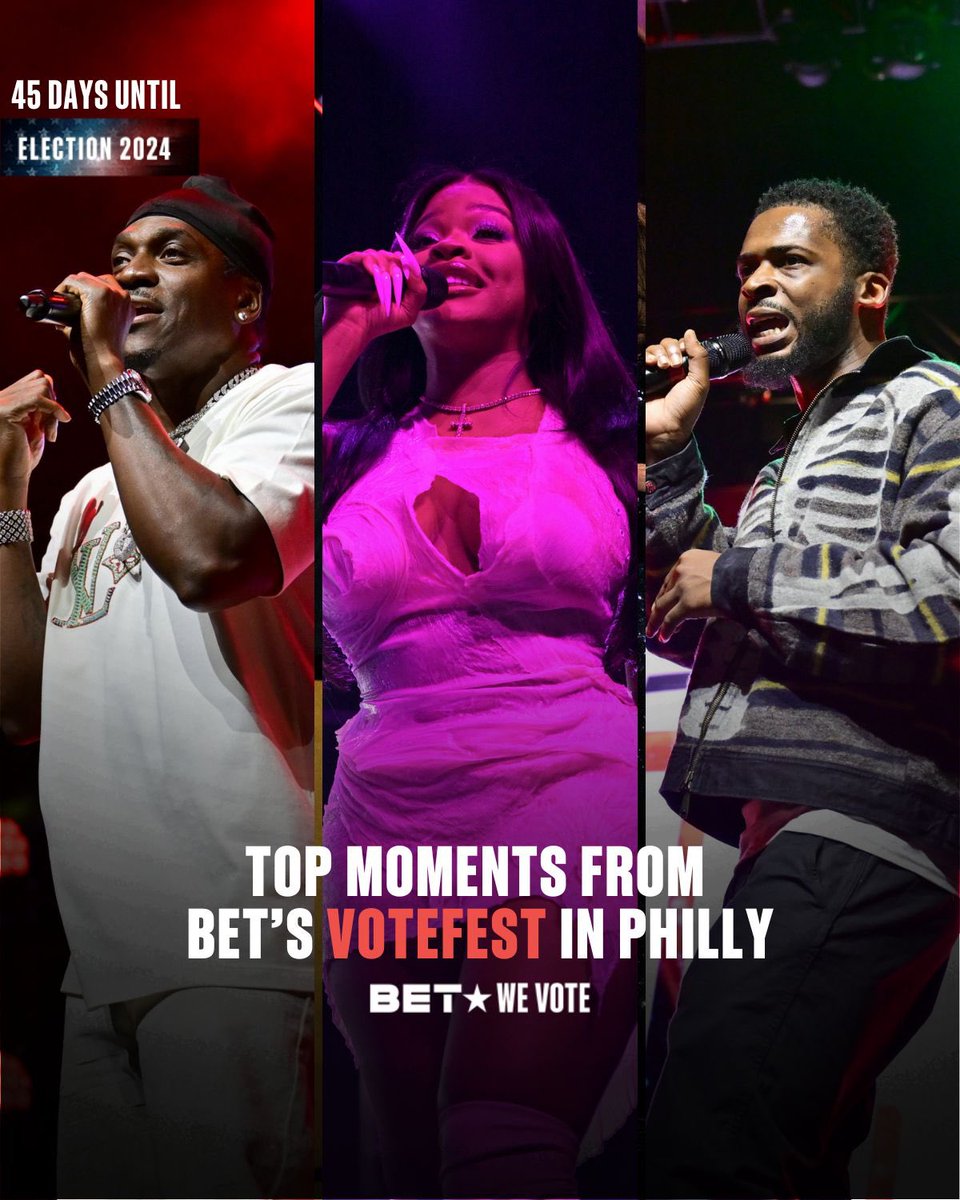 BET's tweet photo. PHILLY, y’all did your big one last night 🙌🏾

From unforgettable performances by @ThegirlJT, @PUSHA_T , @Kur7947 and more to impactful moments of Black excellence within the community that inspired native Philadelphians to get out there and vote — @BET’s VoteFest was one for the book!