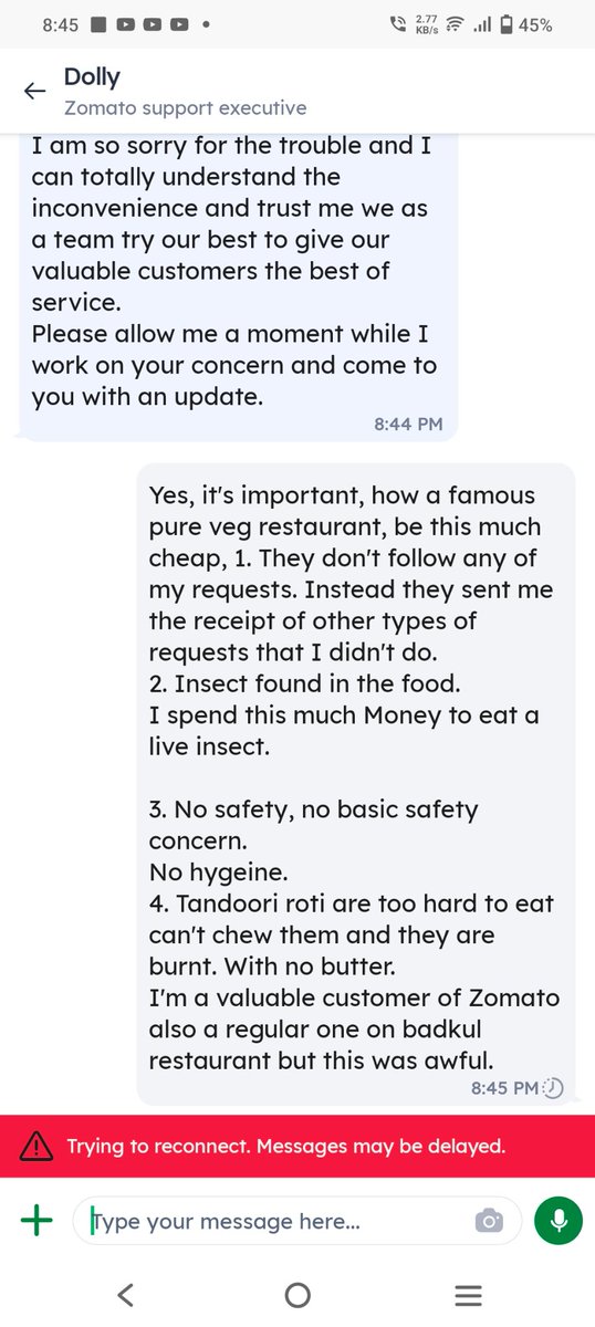 tapnish2000's tweet photo. I ordered food on Zomato and found an insect in the food. But Zomato told me to just give the feedback on the restaurant page. And they couldn't do anything else. 
When I told them to give me back my valuable money.But they said no it's not possible.  @zomatocare @fssaiindia https://t.co/9EBDeq2mgV