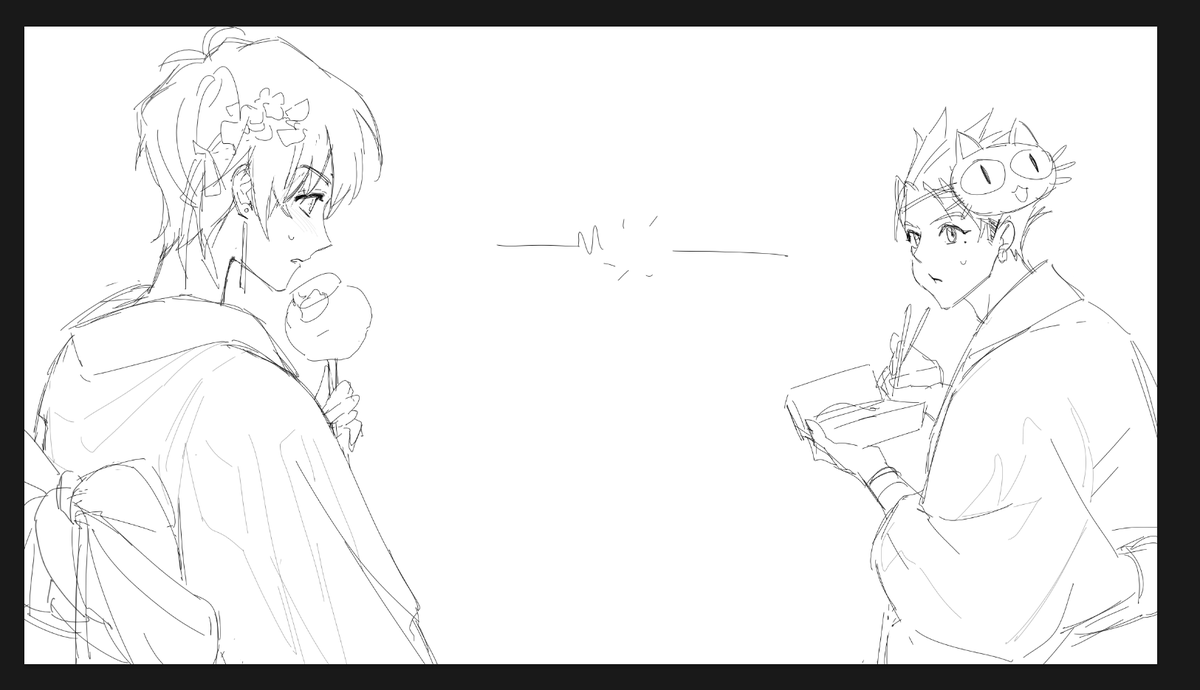 그리다 말아서 밧슈와메릴의 숨막히는 먹방처럼 보임