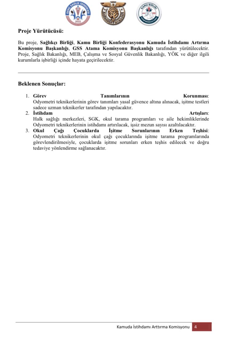 ODYOMETRİ TEKNİKERLİĞİ için oluşturduğumuz 𝐬𝐭𝐫𝐚𝐭𝐞𝐣𝐢𝐤 𝐢𝐬𝐭𝐢𝐡𝐝𝐚𝐦 𝐯𝐞 𝐦𝐞𝐬𝐥𝐞𝐤𝐢 𝐠𝐮̈𝐜̧𝐥𝐞𝐧𝐝𝐢𝐫𝐦𝐞 𝐩𝐫𝐨𝐣𝐞𝐬𝐢 ile branşa yeni bir inavasyon kazandıracağız!

Sağlıkçı Birliği ve Kamuda İstihdamı Artırma Komisyonu olarak Odyometri Teknikerliği branşı