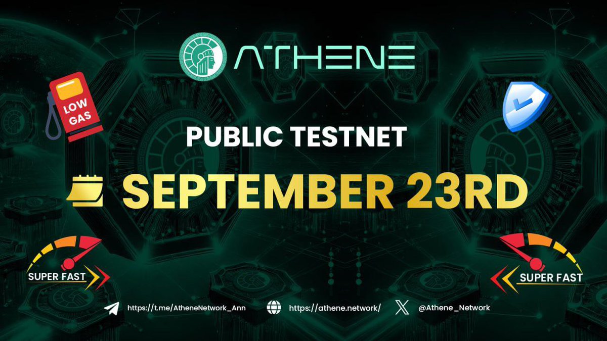 Athene_Network's tweet photo. 🚀 Athene Network is ready to launch Athene Parthenon 💫

🔔 Details below 👀

🟠Athene Parthenon supports advanced blockchain technology with block production speed ≤ 2s, and 4000 TPS in test conditions. 

➡️ Explore it at: https://t.co/7aqY2drrUc

🟠ATH Token has been deployed on the Testnet with a total supply of 2.1B and a circulating supply of 375M. 

➡️ Details HERE: https://t.co/bjAuGfVyhb

🟠Users can withdraw ATH to Testnet via Athene App next week, with a commitment that Testnet ATH will have equal value on Mainnet upon launch.

🔜 COMING SOON: Bridge, Faucet, and the Testnet task chain with exciting rewards will be launched soon. 

👛 Athene Wallet is also under development to provide a smooth web3 experience.

Thank you, and get ready to welcome a new chapter with Athene Network!