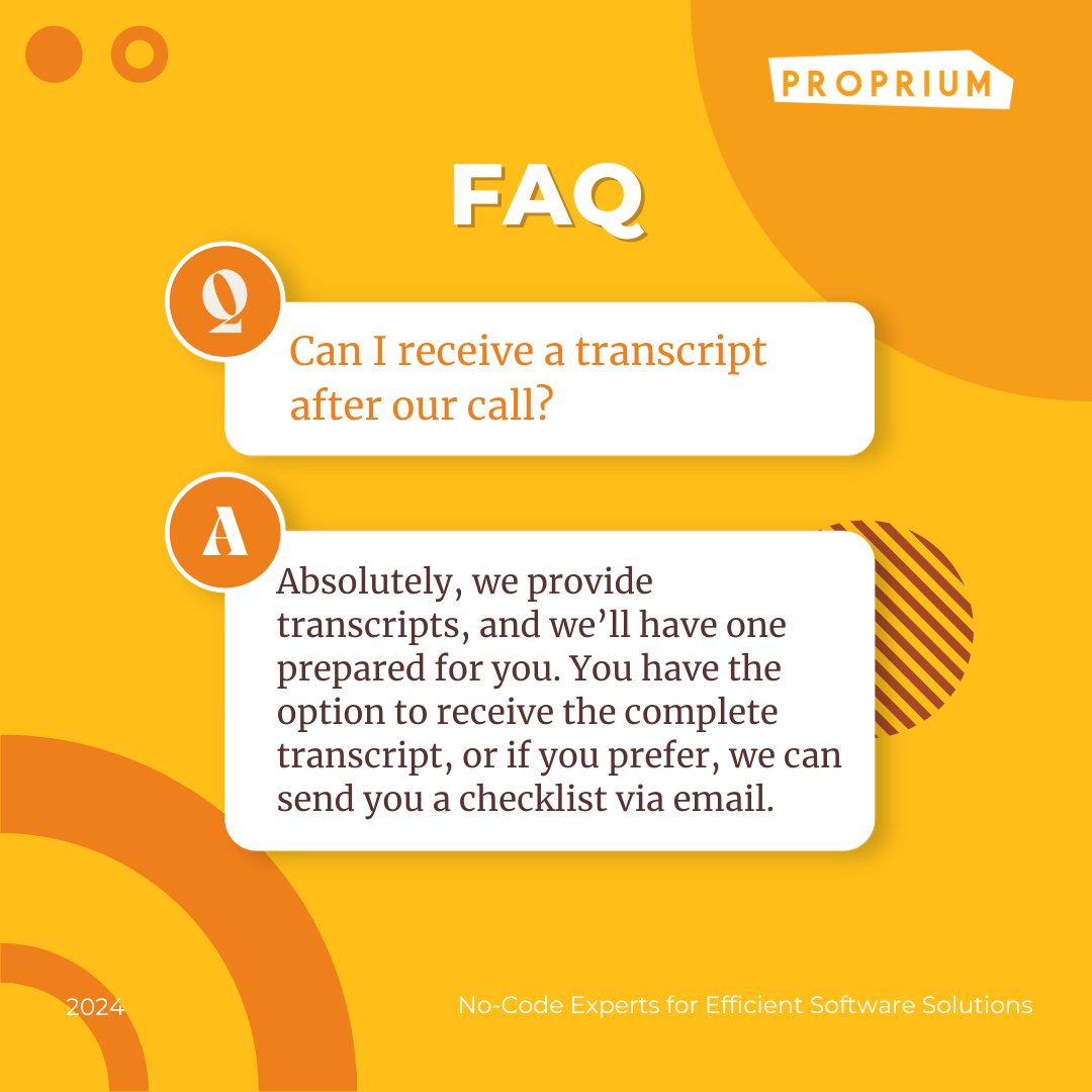 PropriumAgency's tweet image. Got Questions? We’ve Got Answers! 💬❓
Check out our FAQ section for quick and easy answers to all your common questions. From service details to troubleshooting, we’ve got you covered!
Need more help? Let us know! We’re here for you.
#FAQ #CustomerSupport #NoCodeSolutions
