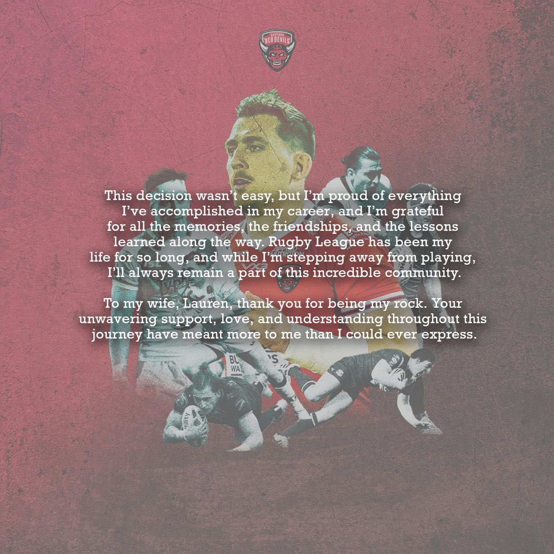 andrewdixon0's tweet image. After 16 incredible years in Rugby League, it’s time to step away from the game that I’ve loved for so long and announce my retirement. Thank you to everyone who’s been a part of this journey!
