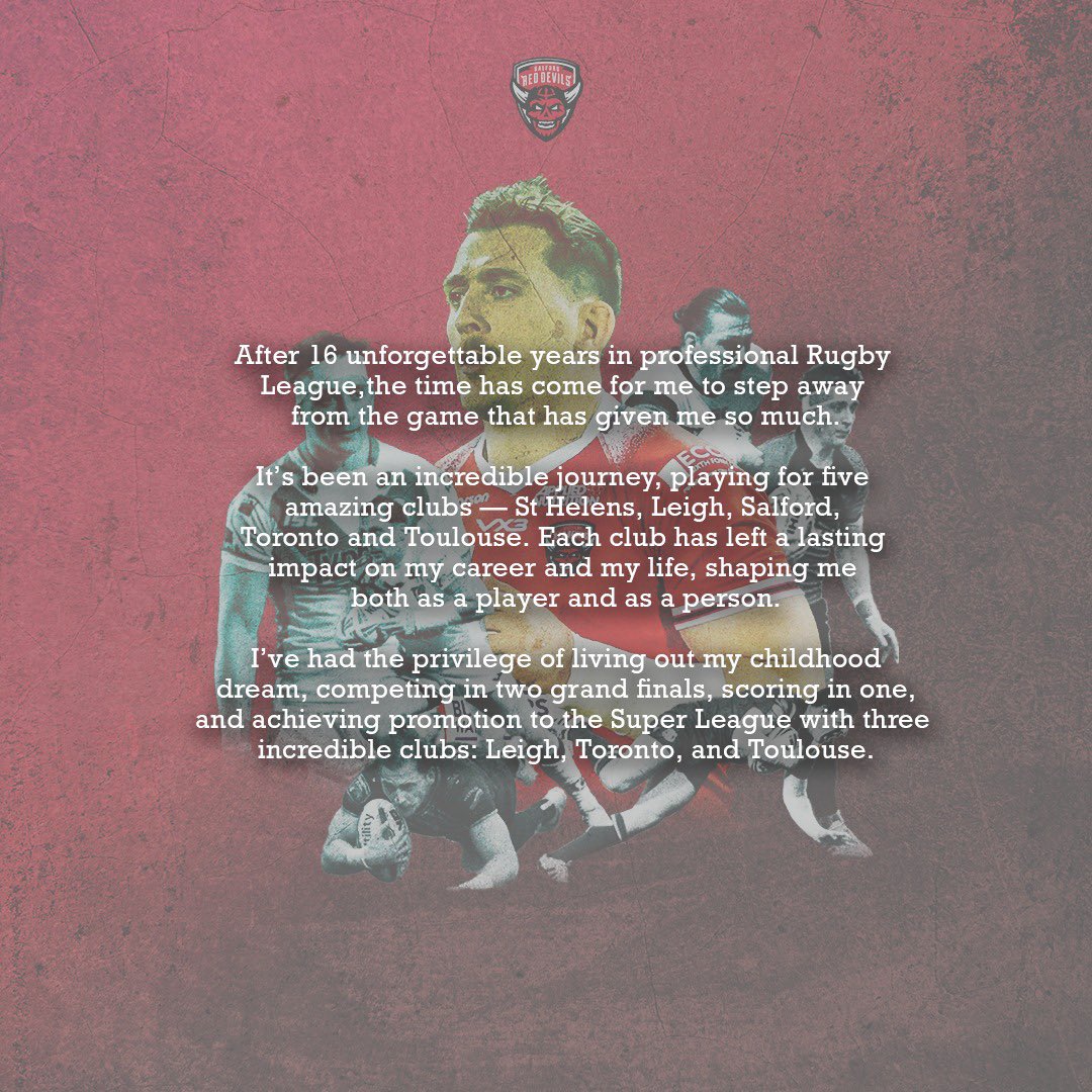 andrewdixon0's tweet image. After 16 incredible years in Rugby League, it’s time to step away from the game that I’ve loved for so long and announce my retirement. Thank you to everyone who’s been a part of this journey!