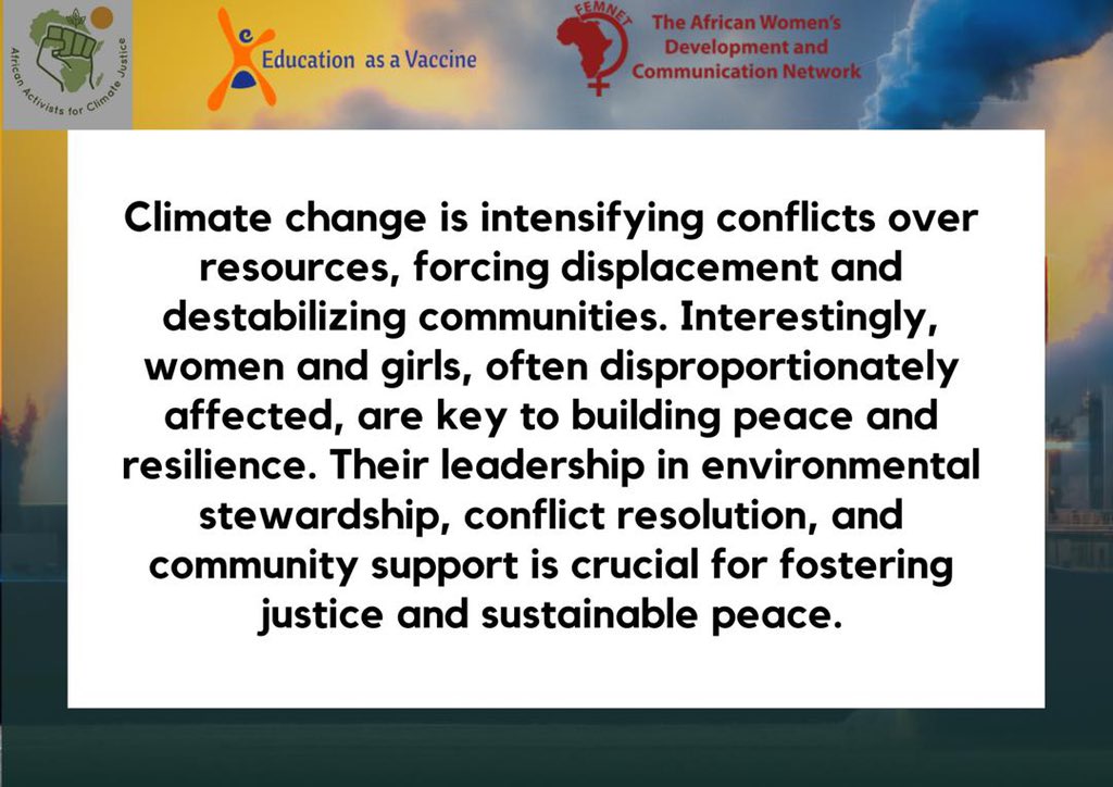 jennygoodwaters's tweet photo. Let us commit to a future where climate justice and peace intersect. By empowering women and girls, we can build a more resilient and equitable world. Together, let us advocate for policies that prioritize gender equality and climate action. #ClimateActionNow #AACJFSMA https://t.co/OJbfTAN2oy